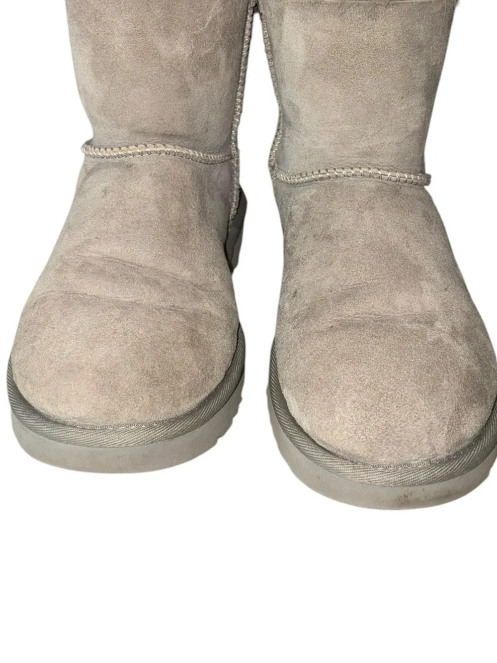UGG Mini Bailey Light Gray Satin Bow Shearling Boots - 7